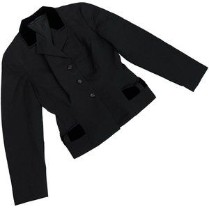 Bjury (Sweden) Velvet Trim Virgin Wool Hopsack Weave Chesterfield Blazer : S